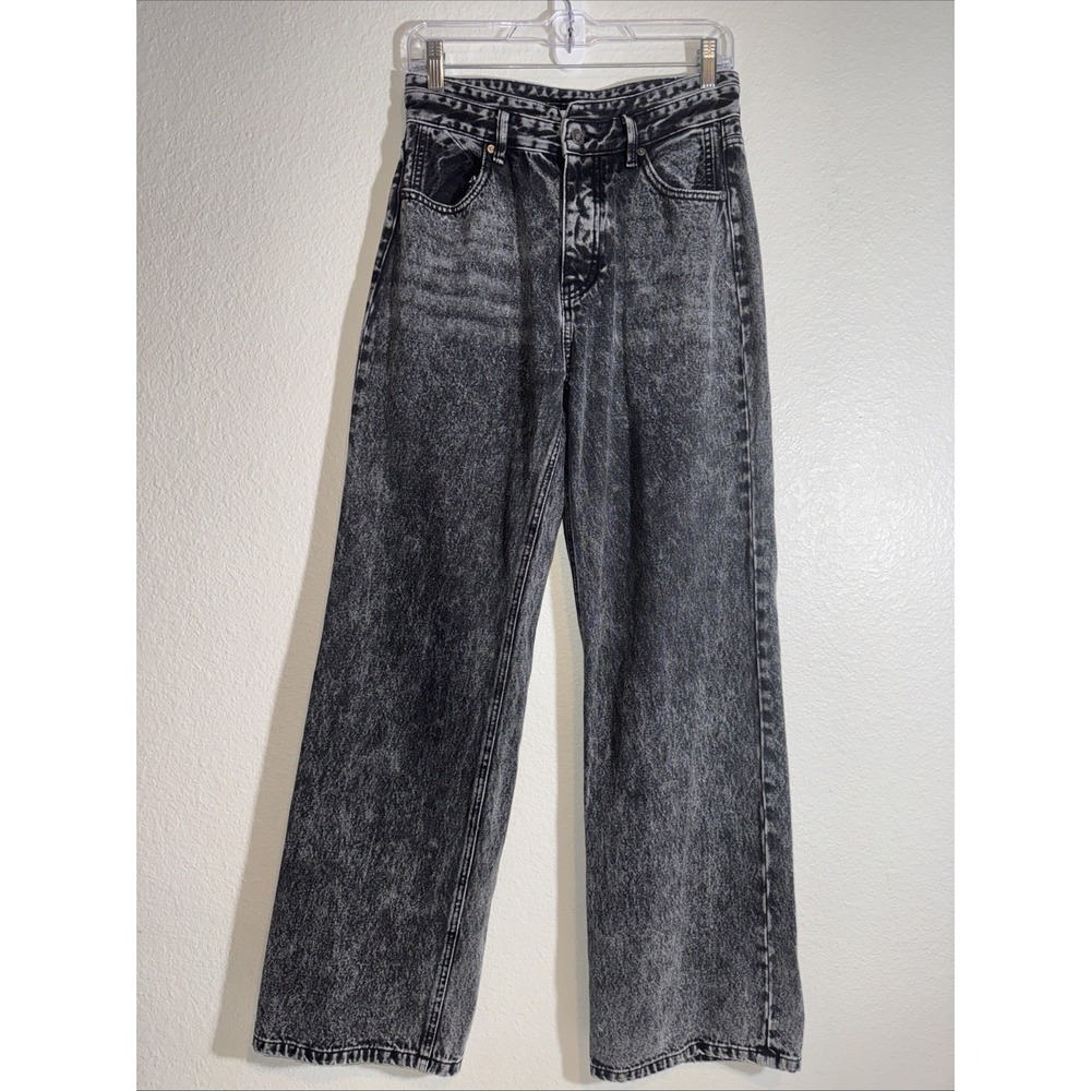 KanCan Raila 90's Flare Wide Leg Acid Wash Jeans Womens‎ 7/27 Baggy Grunge Goth